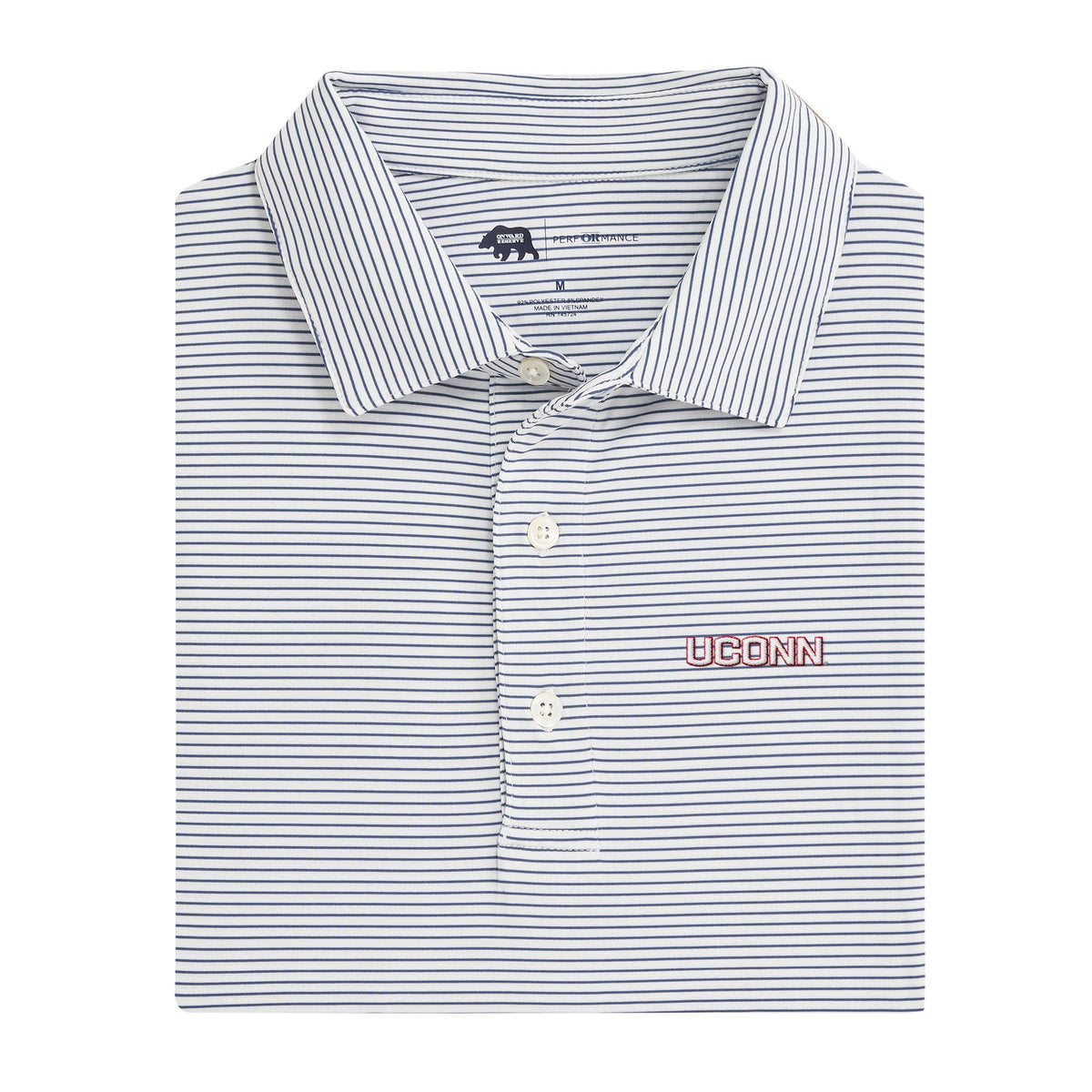 UConn Primary Birdie Stripe Performance Polo - True Navy