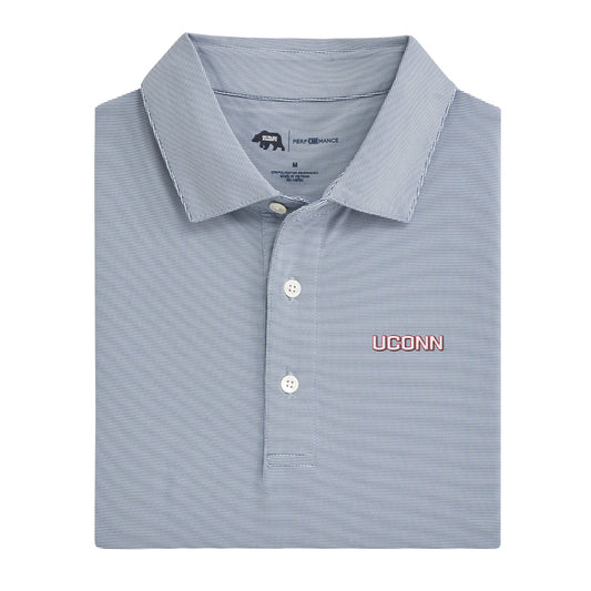 UConn Primary Hairline Stripe Performance Polo - True Navy