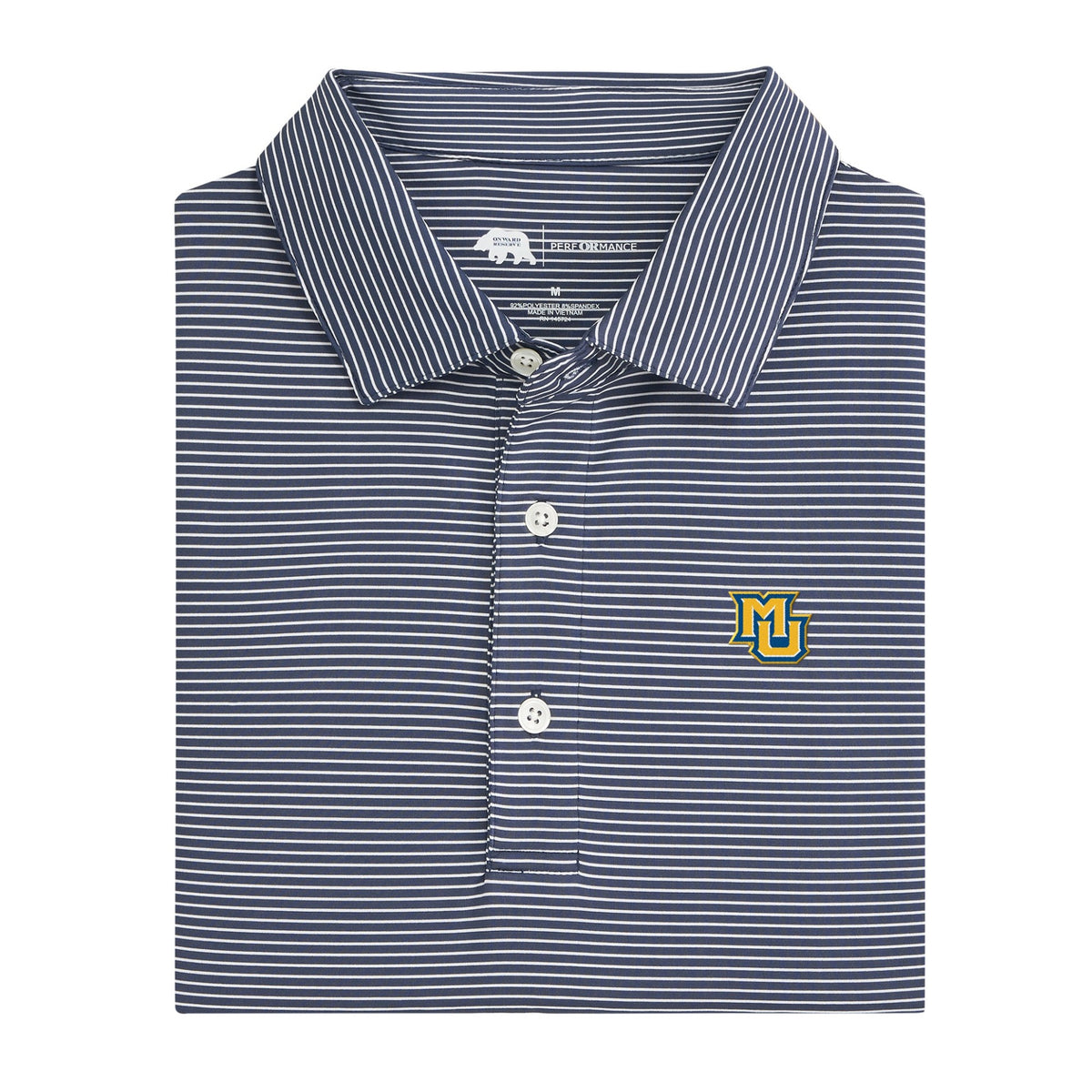 Marquette MU Birdie Stripe Performance Polo - Dark Denim