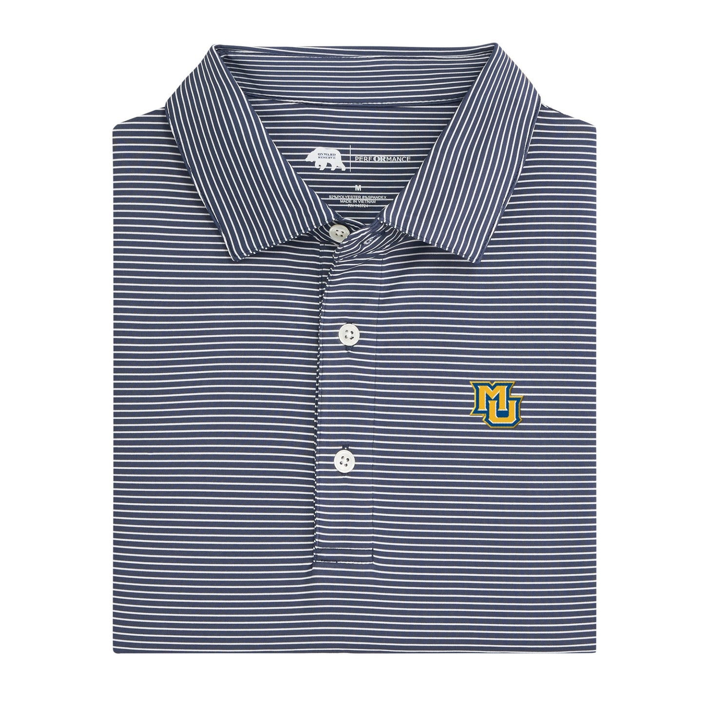 Marquette MU Birdie Stripe Performance Polo - True Navy