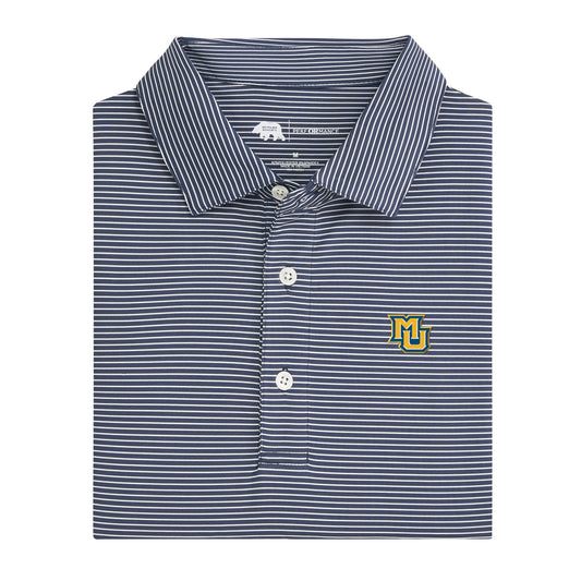 Marquette MU Birdie Stripe Performance Polo - True Navy