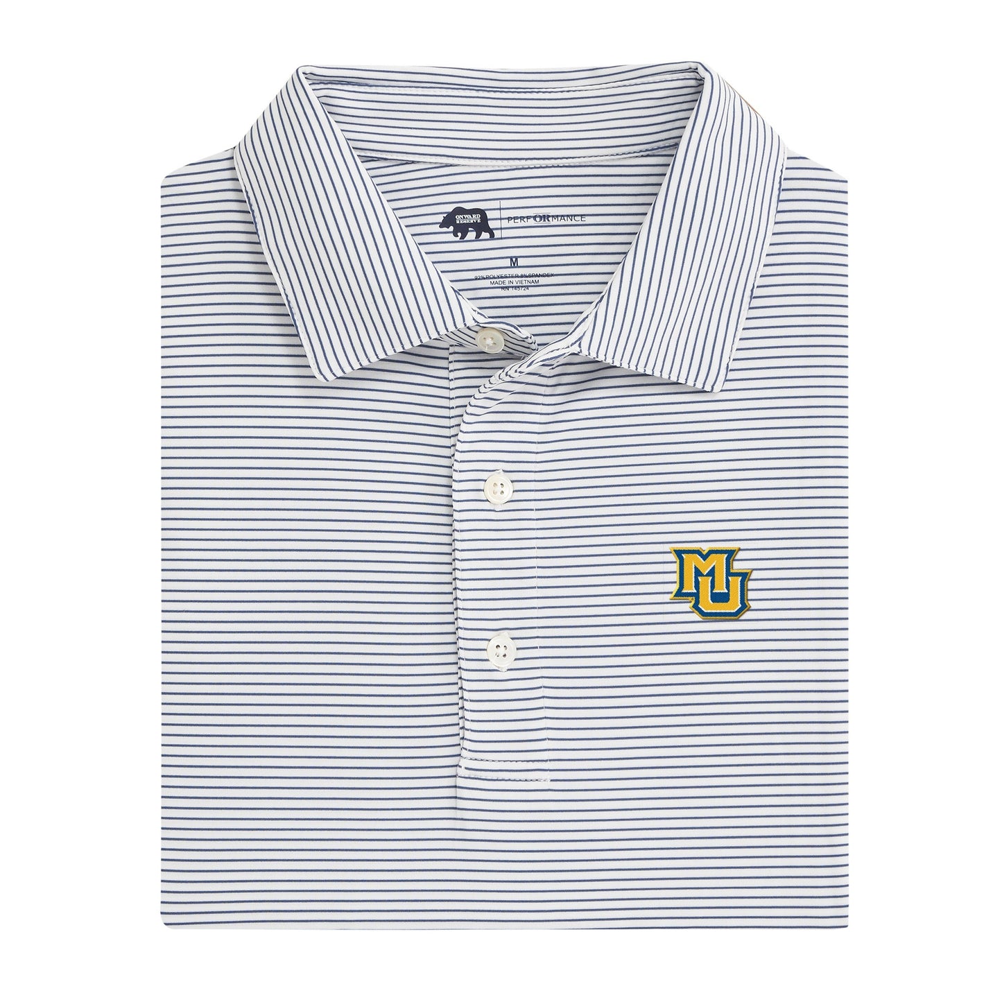 Marquette MU Birdie Stripe Performance Polo - Dark Denim