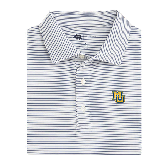 Marquette MU Birdie Stripe Performance Polo - Dark Denim