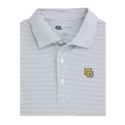 Marquette MU Birdie Stripe Performance Polo - True Navy