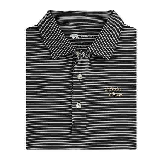 Vanderbilt Anchor Down Vintage Script Birdie Stripe Performance Polo - Black/White