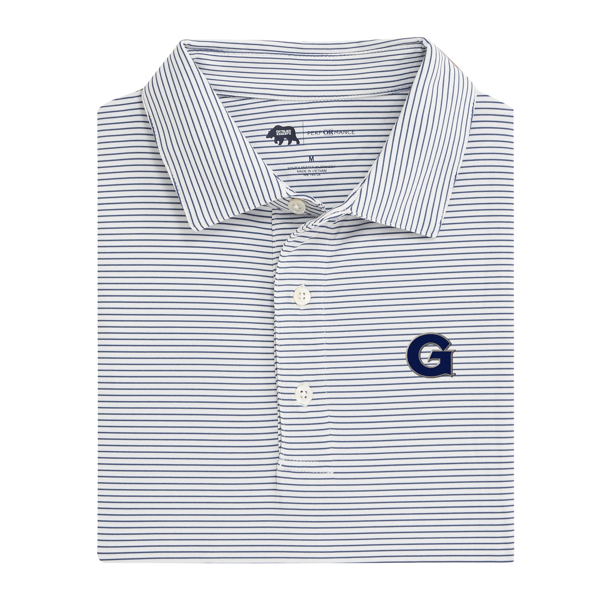 Georgetown G Birdie Stripe Performance Polo - True Navy