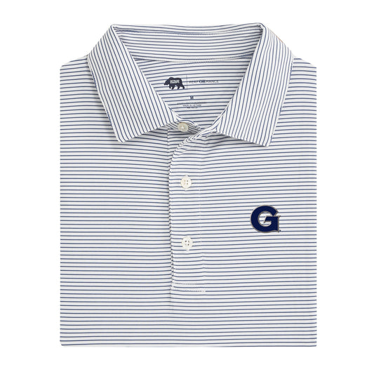 Georgetown G Birdie Stripe Performance Polo - True Navy