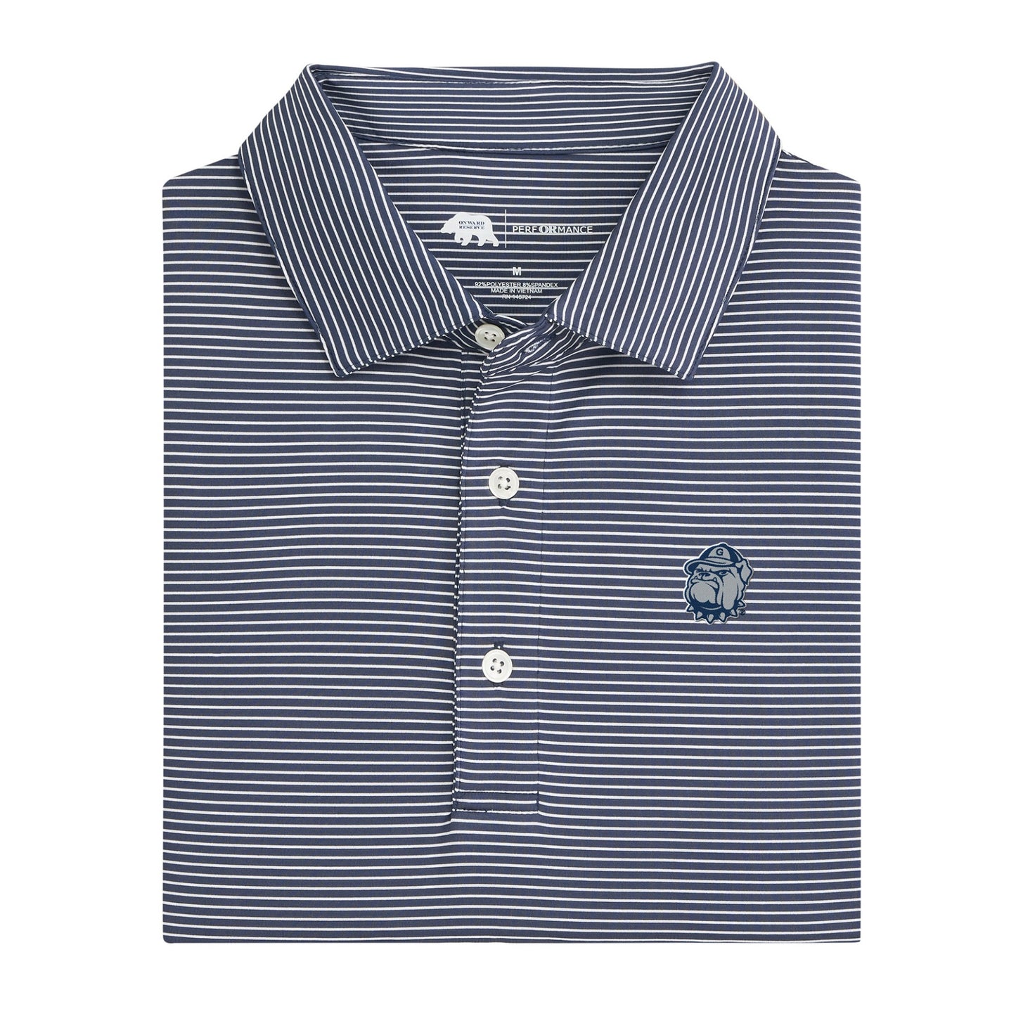 Georgetown Mascot Birdie Stripe Performance Polo - Dark Denim