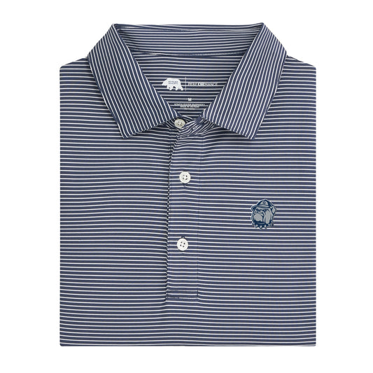 Georgetown Mascot Birdie Stripe Performance Polo - Dark Denim