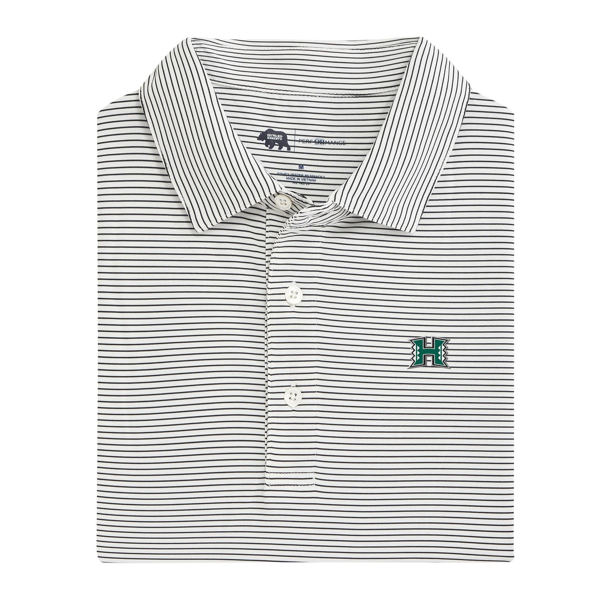 Hawai'i H Birdie Stripe Performance Polo - Black