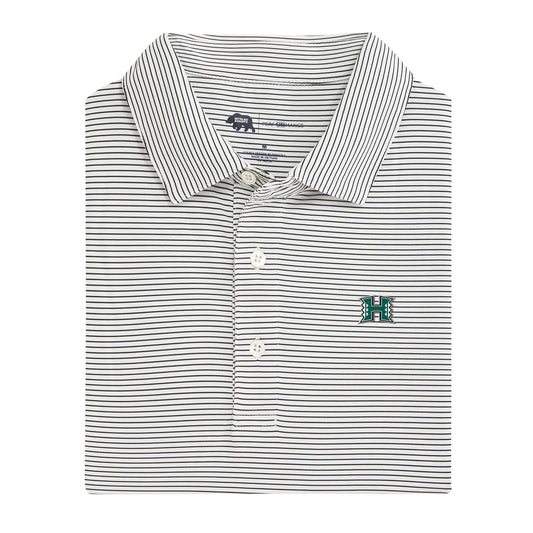 Hawai'i H Birdie Stripe Performance Polo - Black