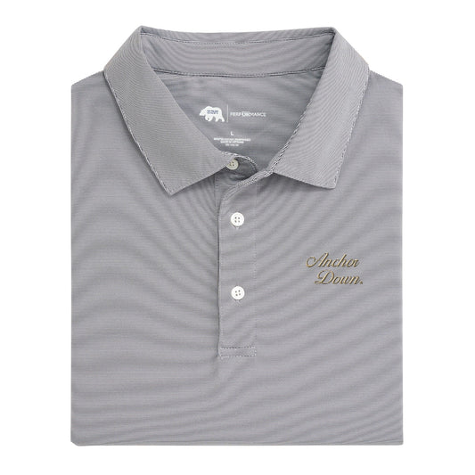 Vanderbilt Anchor Down Vintage Script Hairline Stripe Performance Polo - Nine Iron