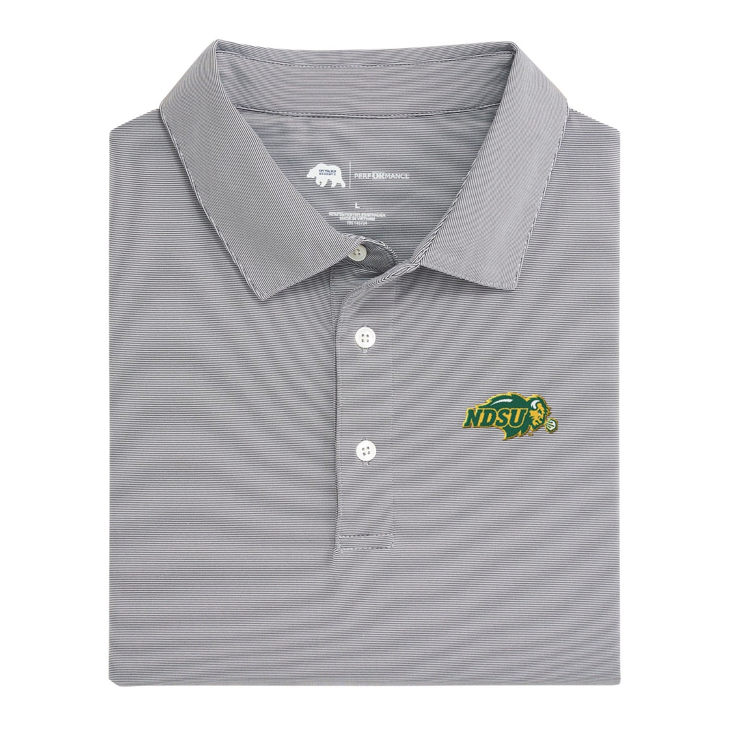 North Dakota State Primary Hairline Stripe Performance Polo - Nine Iron