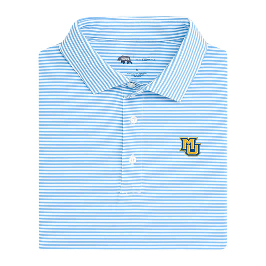 Marquette MU Echo Stripe Performance Polo - Sky