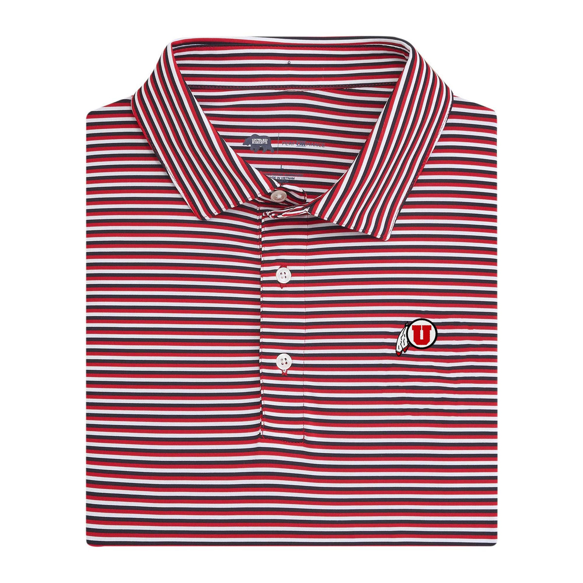 Utah Feather Tri Stripe Stripe Performance Polo - Red