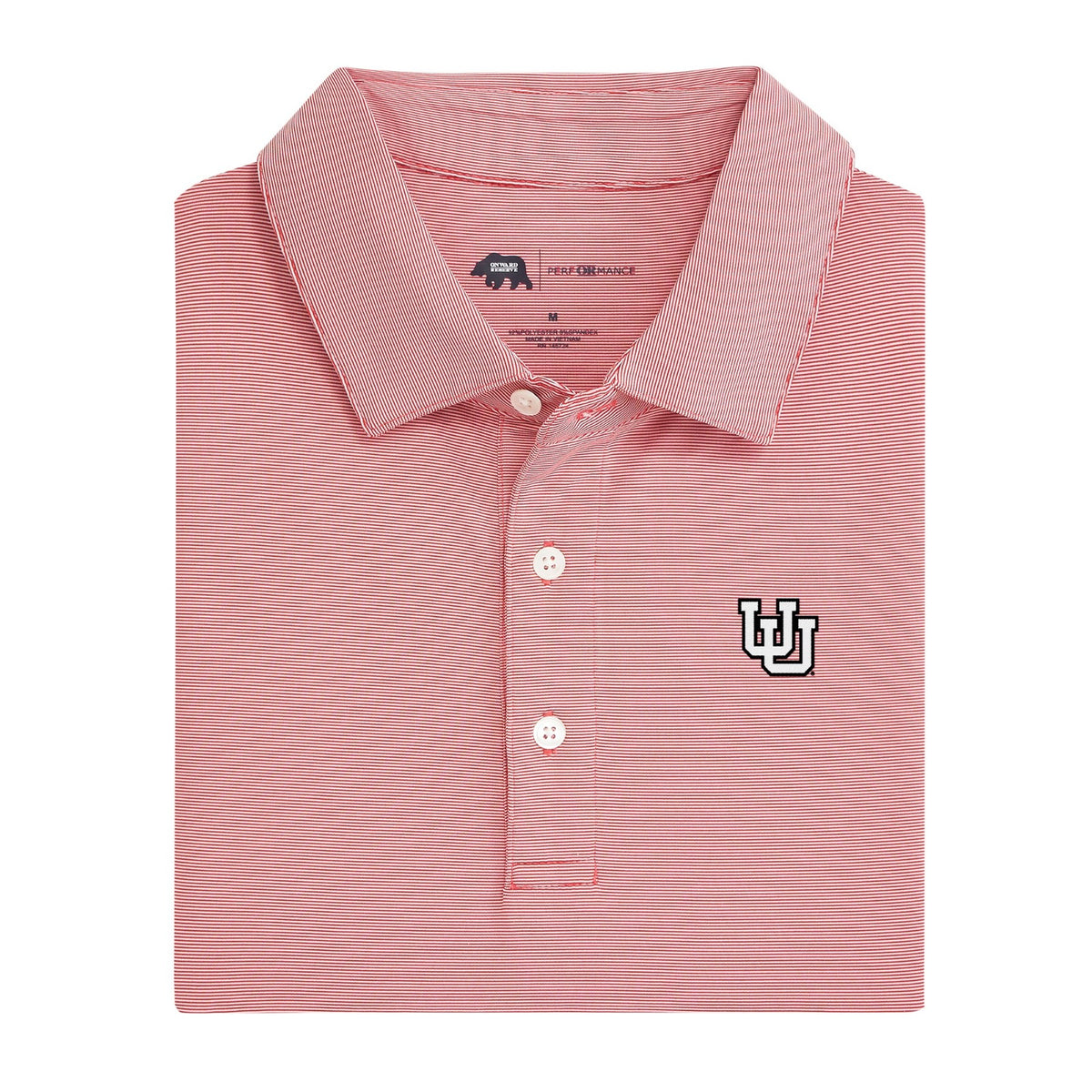 Utah Interlocking U Hairline Stripe Performance Polo - Red