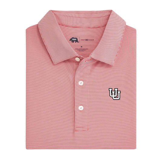 Utah Interlocking U Hairline Stripe Performance Polo - Red