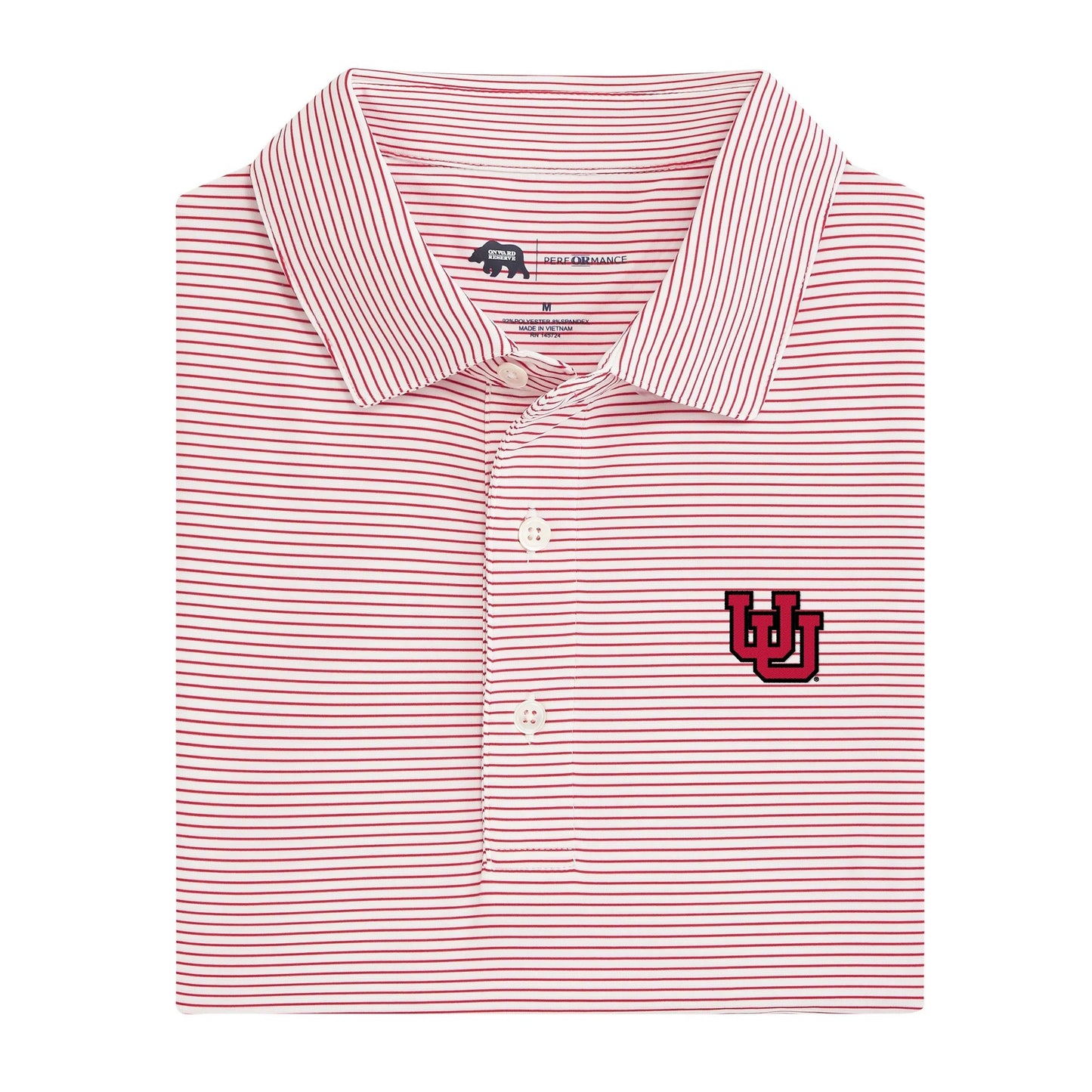 Utah Interlocking U Birdie Stripe Performance Polo - Red
