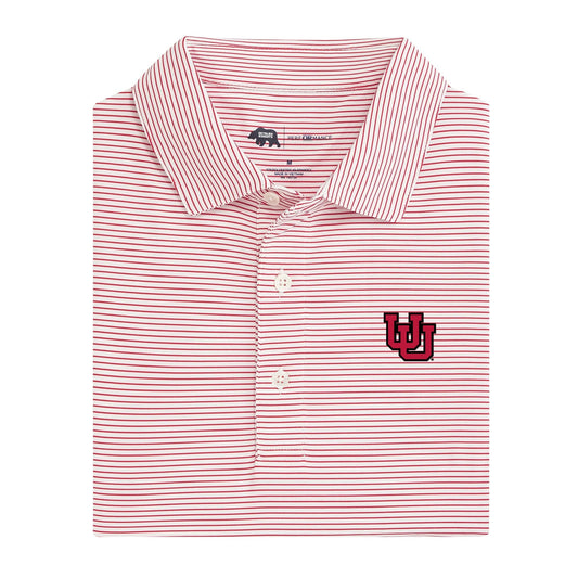 Utah Interlocking U Birdie Stripe Performance Polo - Red