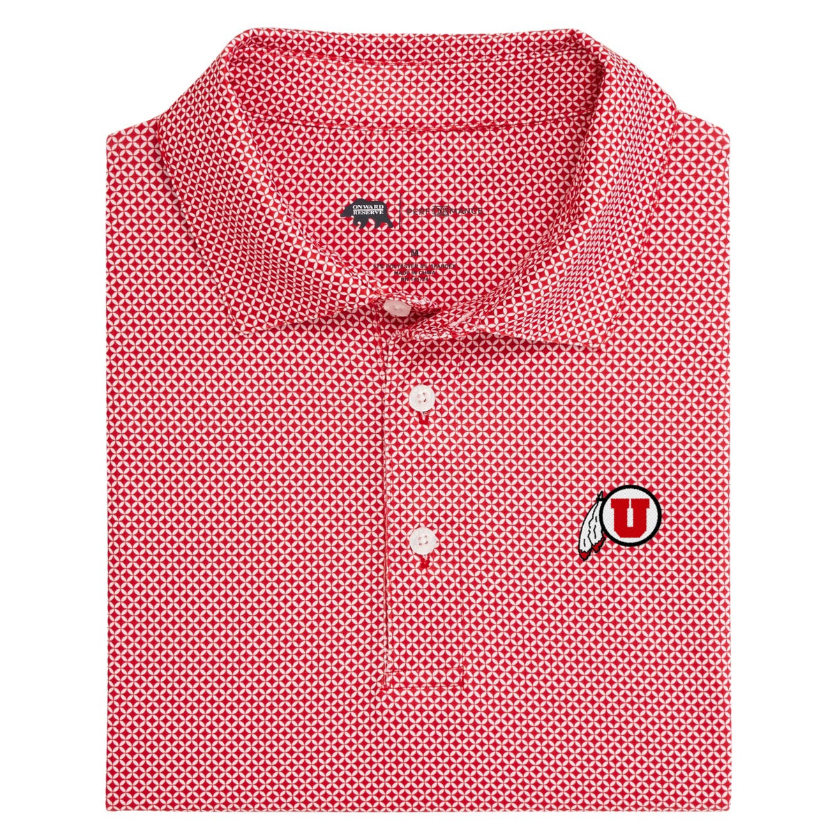Utah Feather Scope Printed Performance Polo - Red