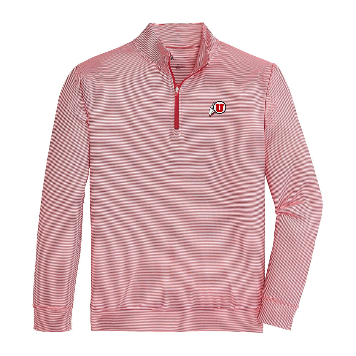 Utah Feather Hairline Stripe Printed Performance 1/4 Zip - Red