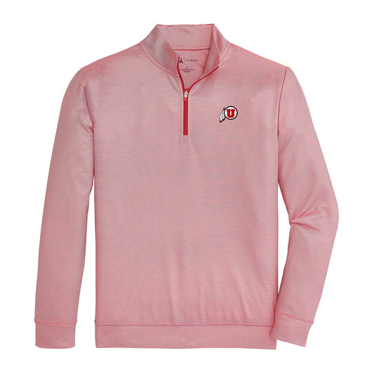 Utah Feather Hairline Stripe Printed Performance 1/4 Zip - Red
