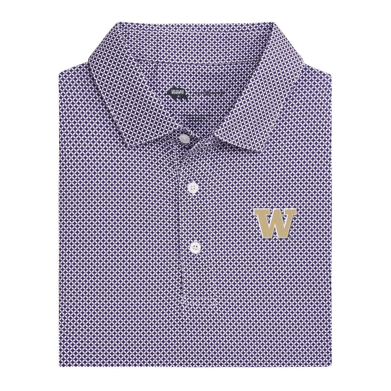 Washington Block W Scope Printed Performance Polo - Purple