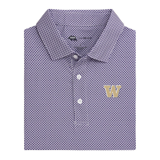 Washington Block W Scope Printed Performance Polo - Purple