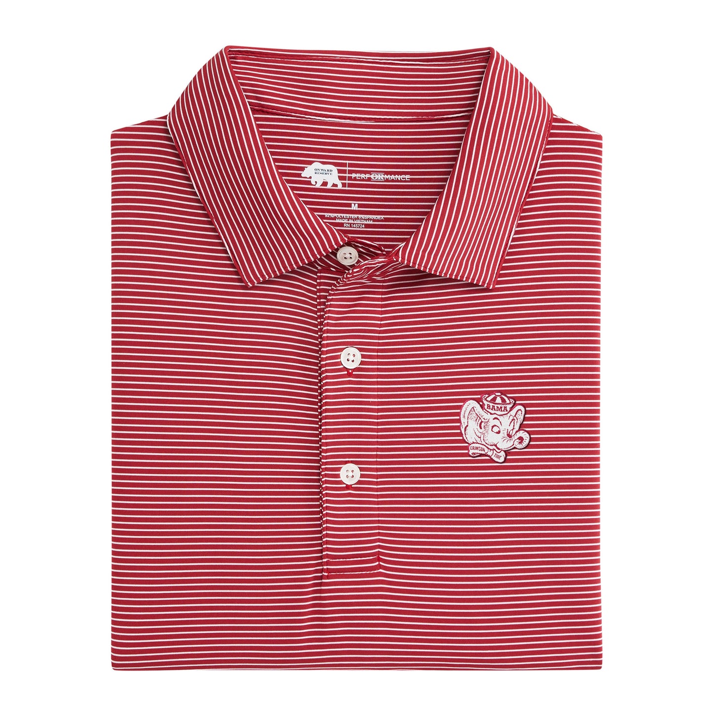 Alabama Big Al Audible Birdie Stripe Performance Polo - Crimson