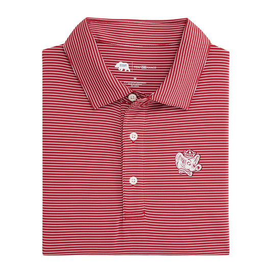 Alabama Big Al Audible Birdie Stripe Performance Polo - Crimson