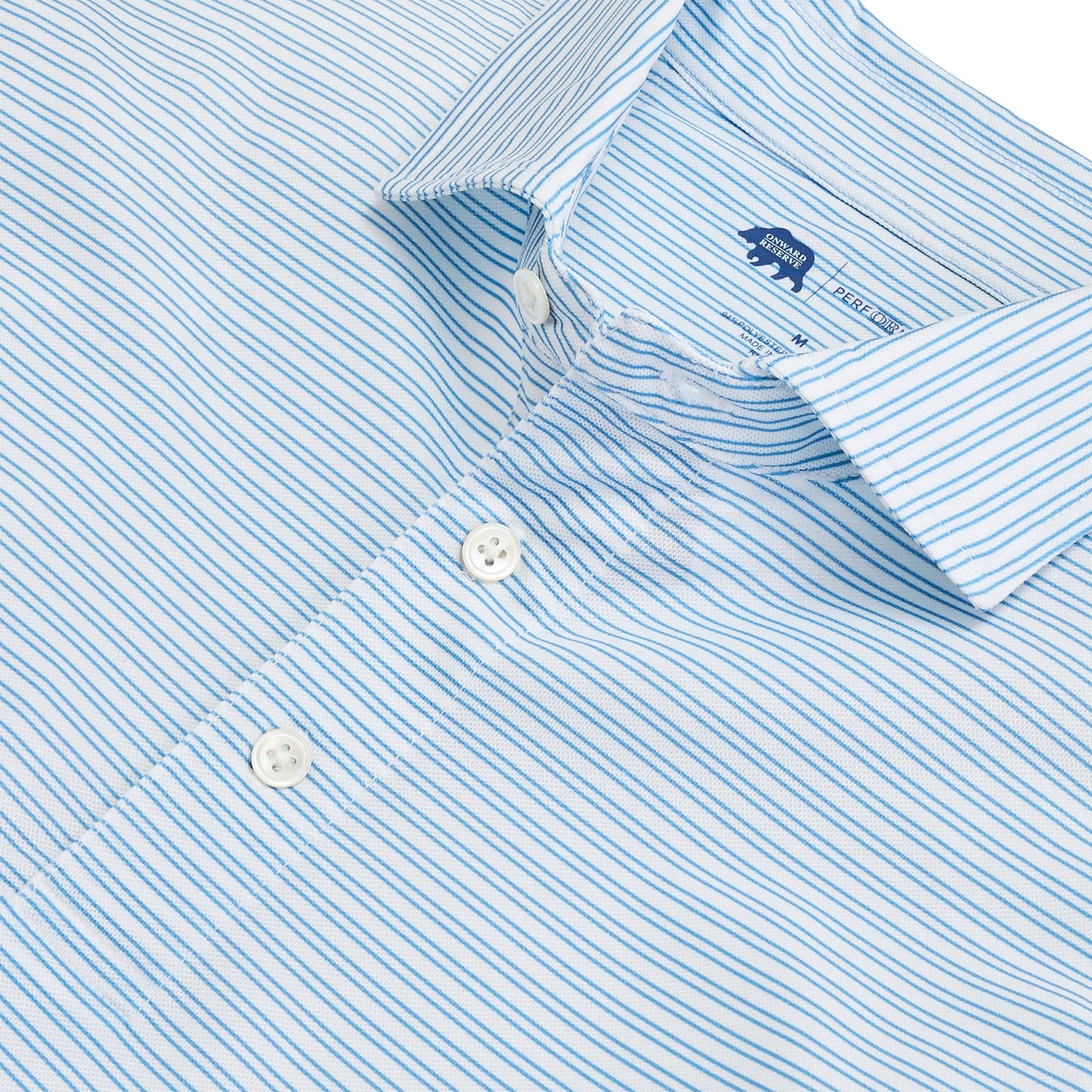 Pairing Stripe Performance Pique Polo - Lichen Blue