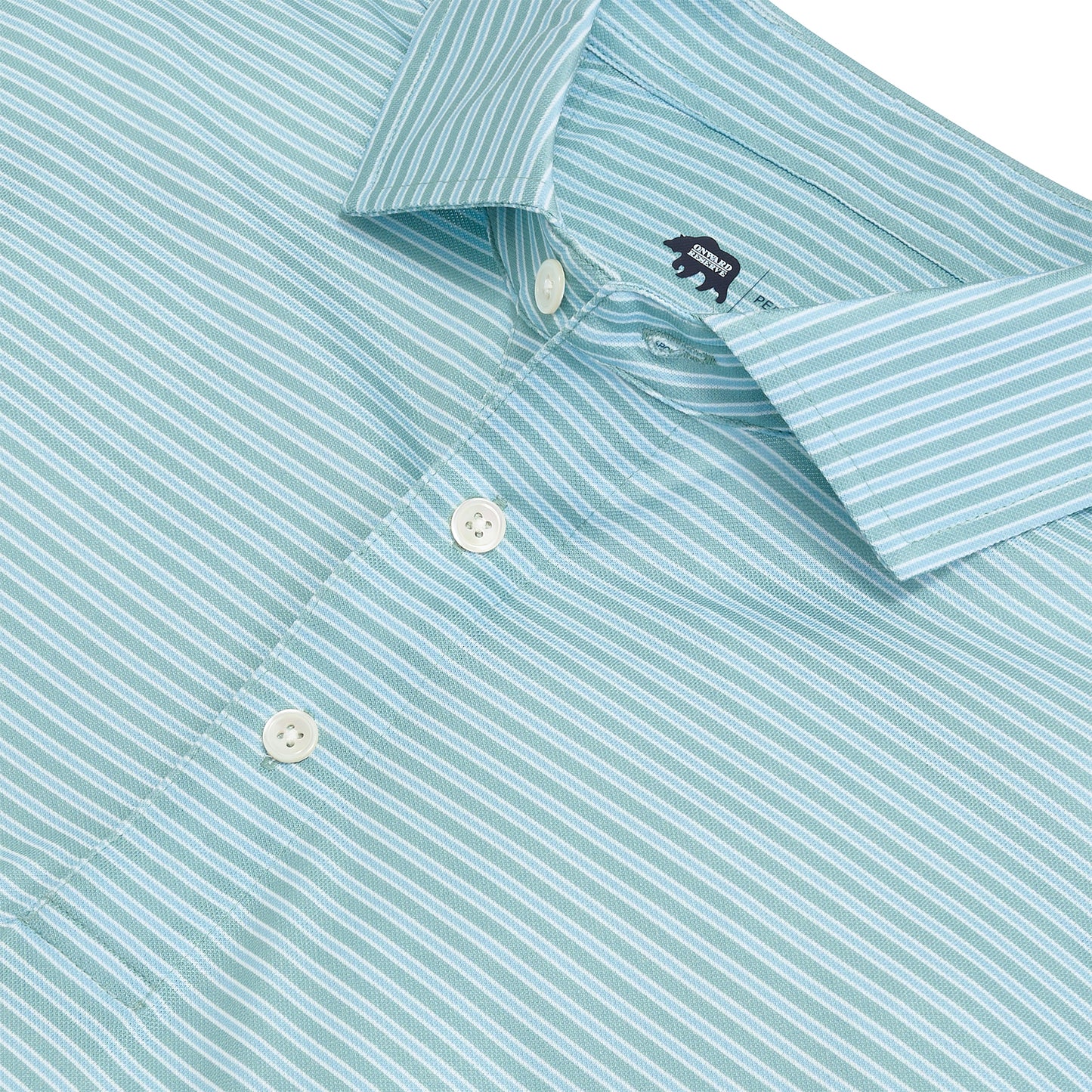 Trophy Stripe Performance Pique Polo - Aquifer