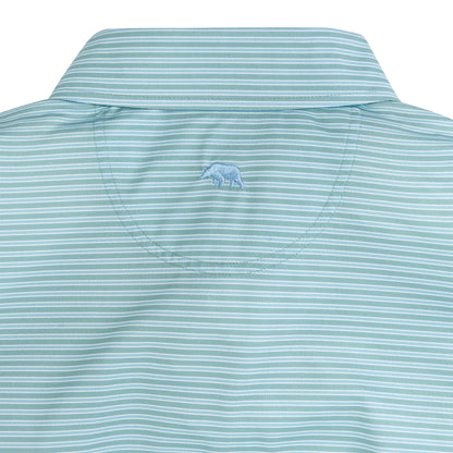 Trophy Stripe Performance Pique Polo - Aquifer