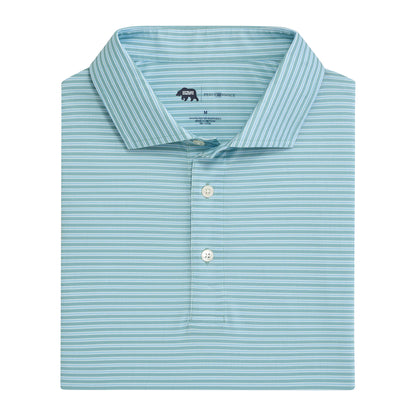 Trophy Stripe Performance Pique Polo - Aquifer