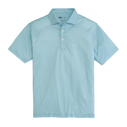 Trophy Stripe Performance Pique Polo - Aquifer