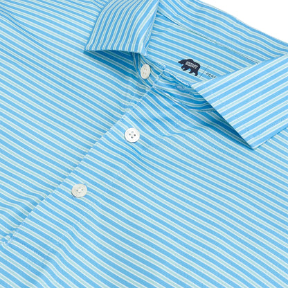 Trophy Stripe Performance Pique Polo - Azurine