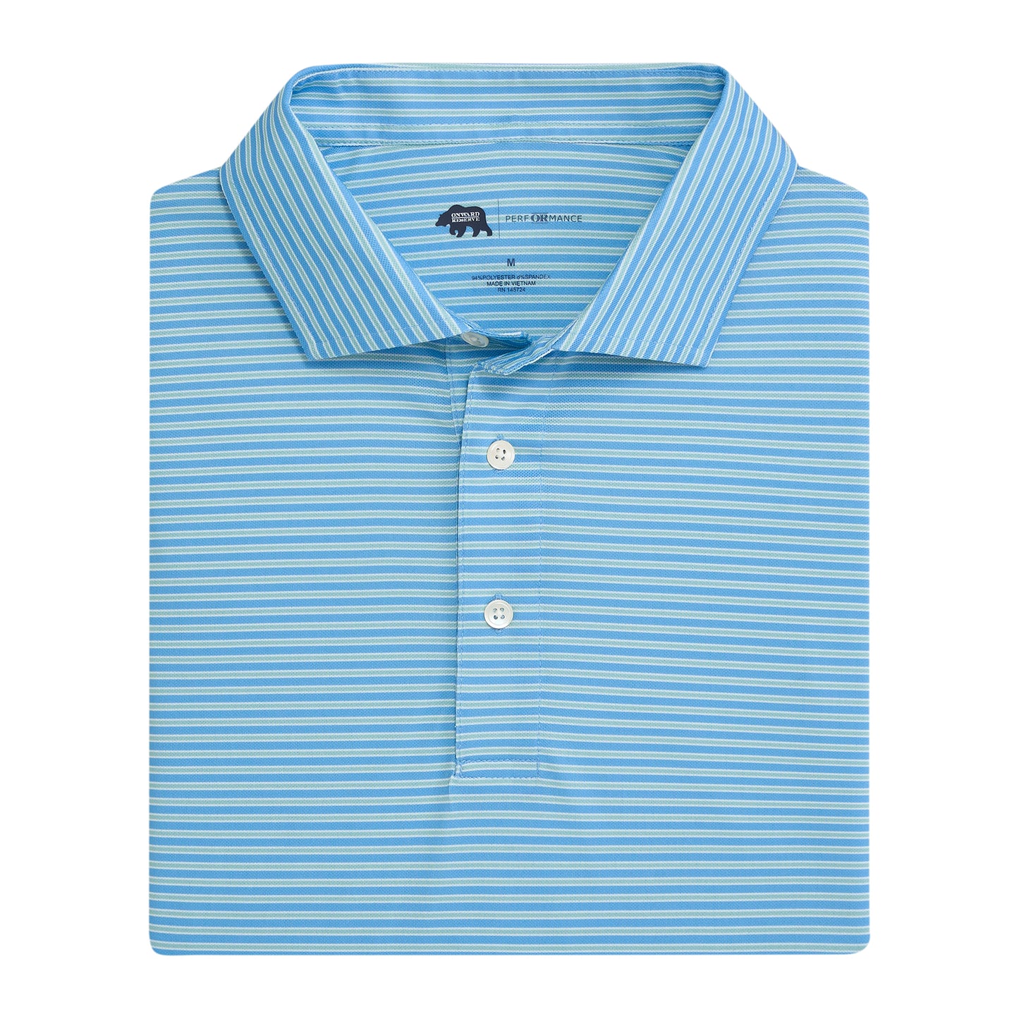 Trophy Stripe Performance Pique Polo - Azurine
