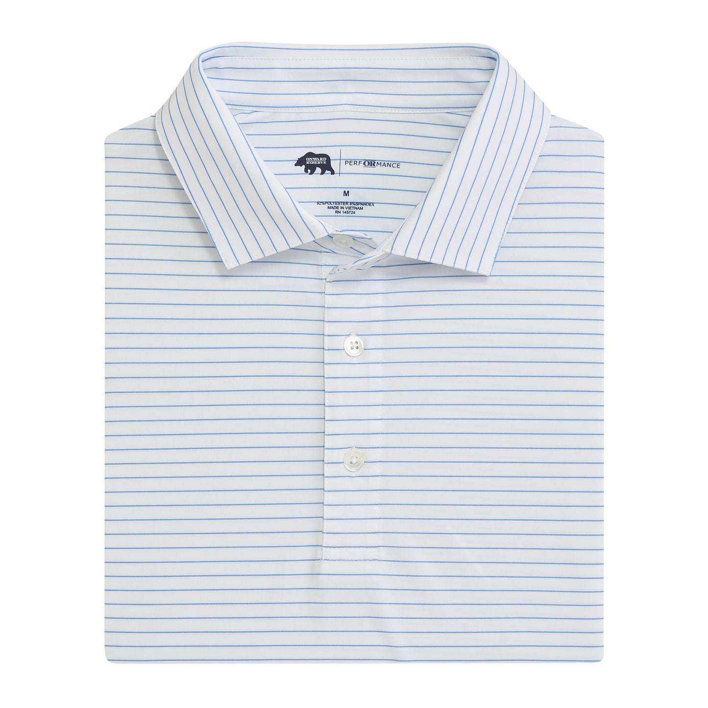 Atlantic Stripe Performance Polo - Azurine