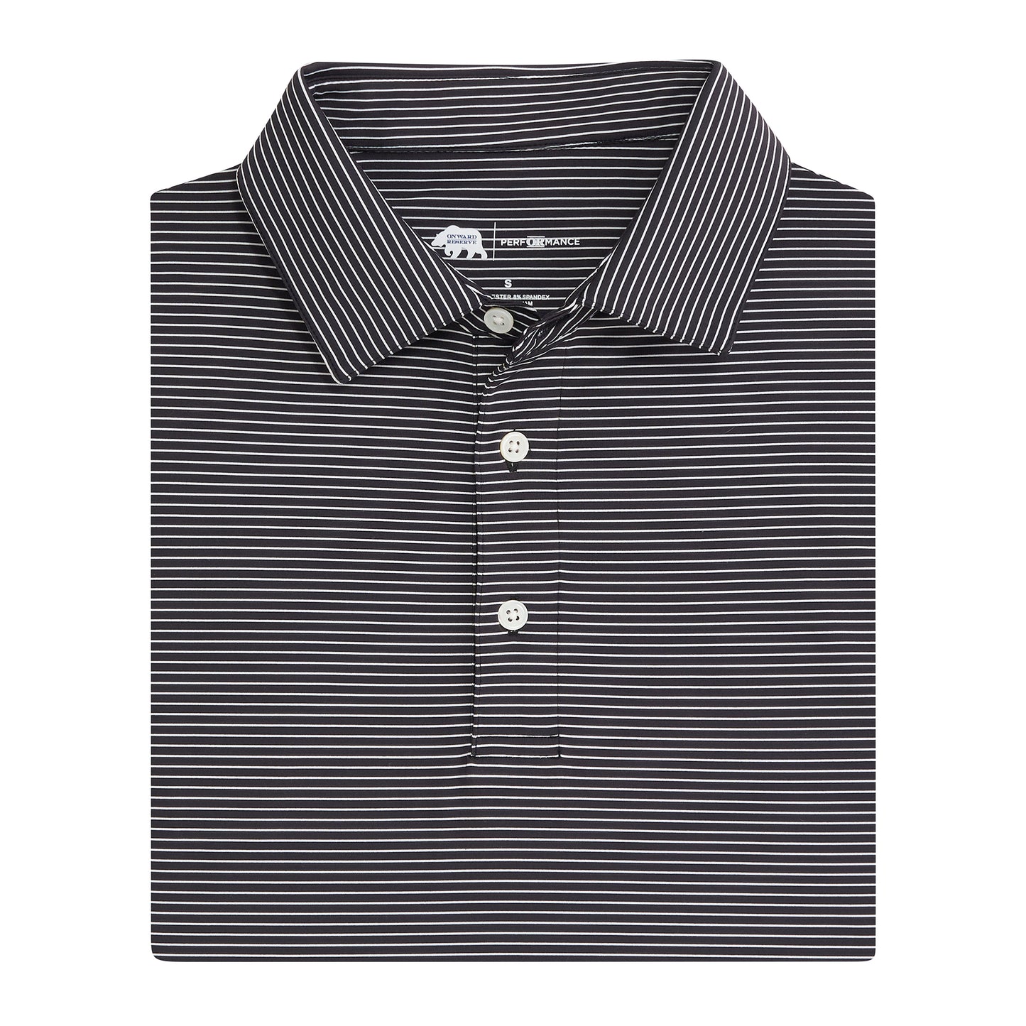 Birdie Stripe Performance Polo - Black/White