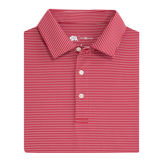 Birdie Stripe Performance Polo - Crimson