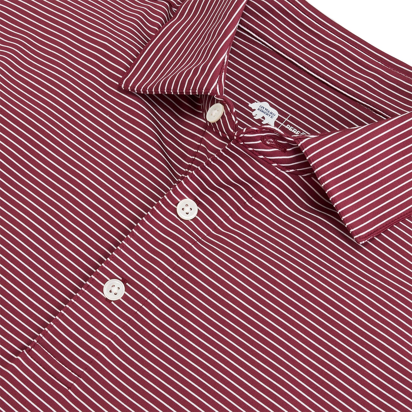 Birdie Stripe Performance Polo - Maroon/White