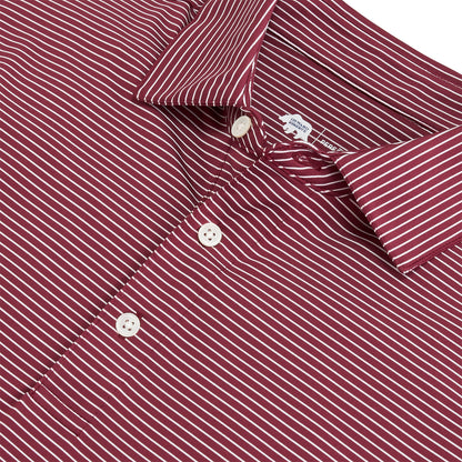 Birdie Stripe Performance Polo - Maroon/White