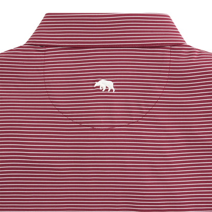 Birdie Stripe Performance Polo - Maroon/White