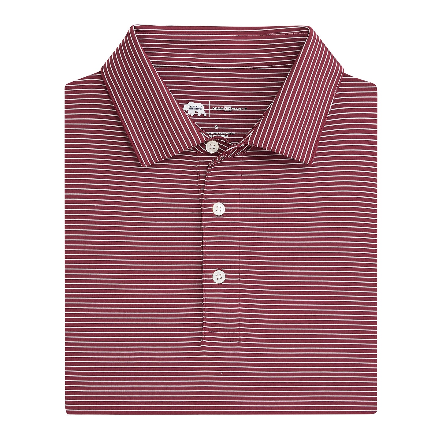 Birdie Stripe Performance Polo - Maroon/White