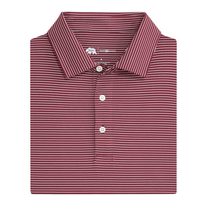 Birdie Stripe Performance Polo - Maroon/White