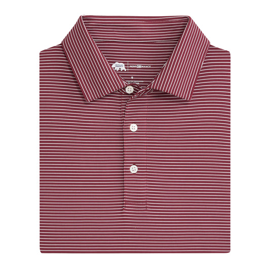 Birdie Stripe Performance Polo - Maroon/White