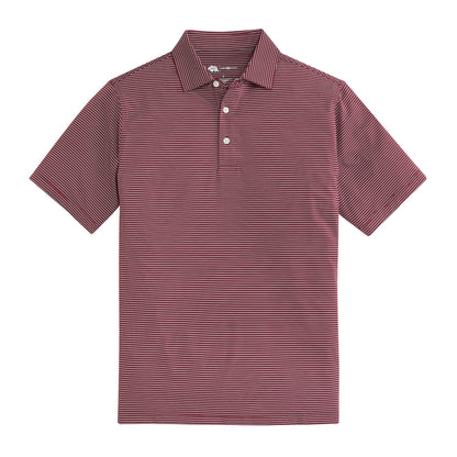 Birdie Stripe Performance Polo - Maroon/White