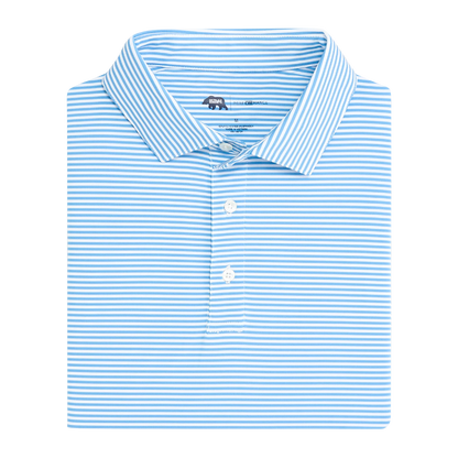 Echo Stripe Performance Polo - Sky
