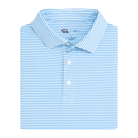 Echo Stripe Performance Polo - Sky
