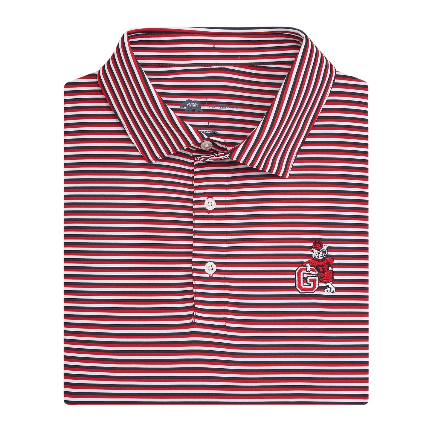UGA G Dog Tri Stripe Performance Polo - Red